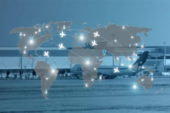 International Flight planning global route map